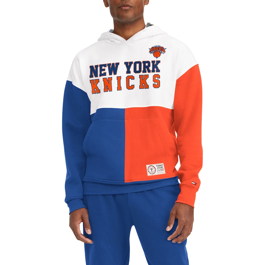 Men's New York Knicks Tommy Jeans White/Royal Andrew Split Pullover Hoodie Men's New York Knicks Tommy Jeans White/Royal Andrew Split Pullover Hoodie