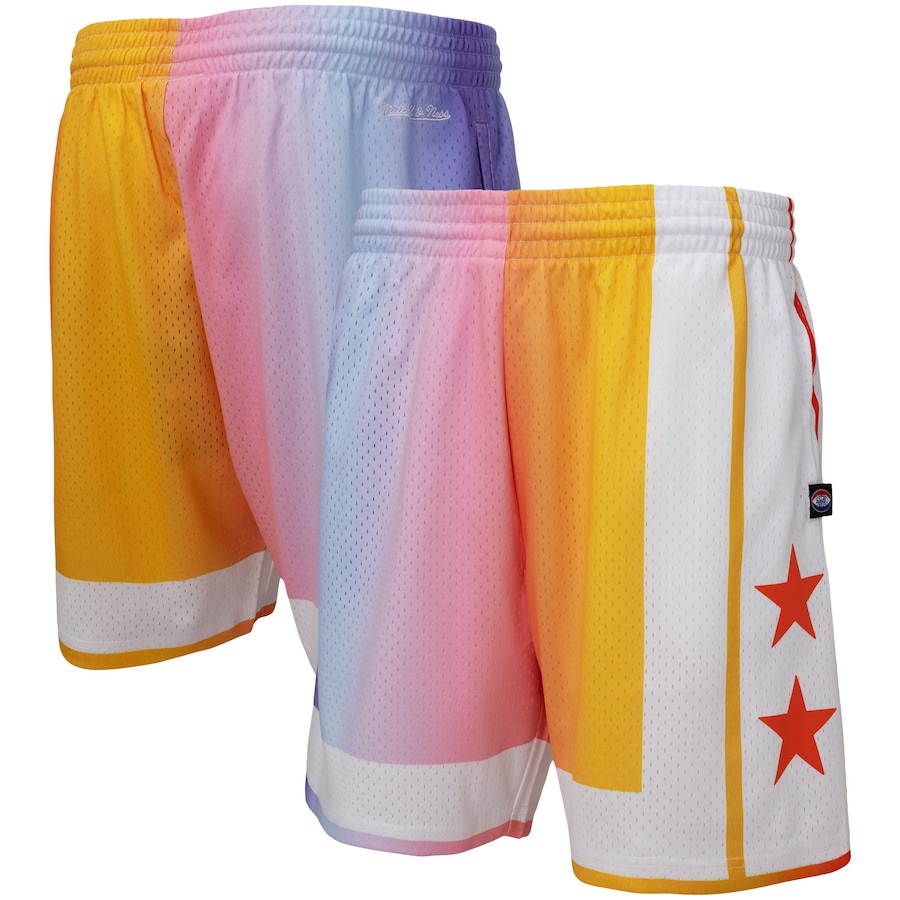 Men's New York Nets Mitchell & Ness x Uninterrupted White/Yellow Hardwood Classics Swingman Shorts Men's New York Nets Mitchell & Ness x Uninterrupted White/Yellow Hardwood Classics Swingman Shorts