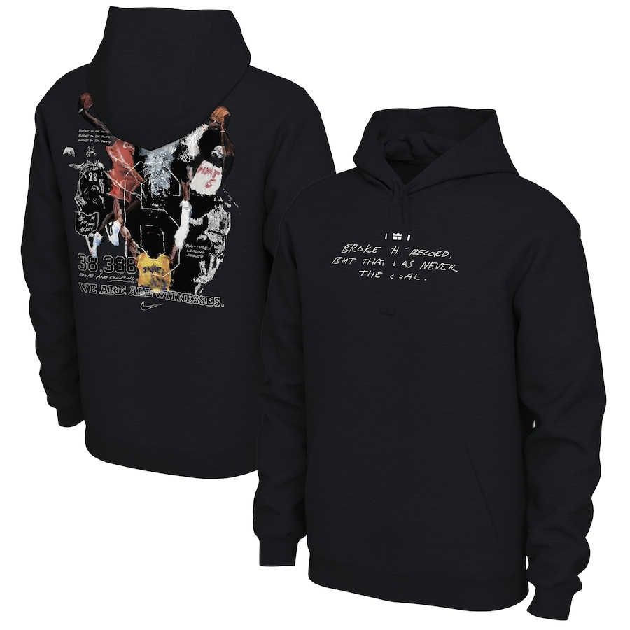Men's NBA x LeBron James Black NBA All-Time Scoring Record Pullover Hoodie Men's NBA x LeBron James Black NBA All-Time Scoring Record Pullover Hoodie