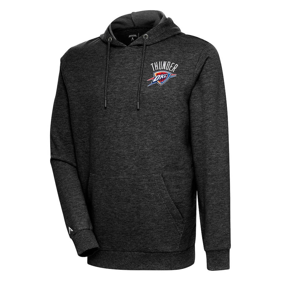 Men's Oklahoma City Thunder Antigua Heather Black Action Pullover Hoodie