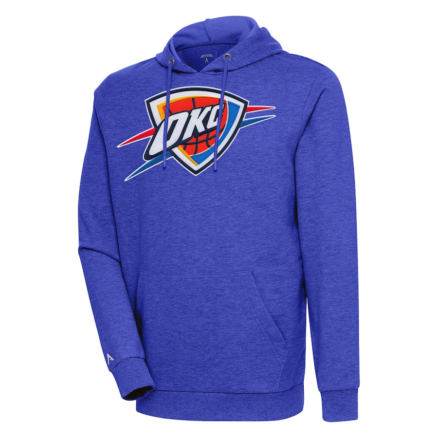 Men's Oklahoma City Thunder Antigua Heather Blue Action Pullover Hoodie Men's Oklahoma City Thunder Antigua Heather Blue Action Pullover Hoodie
