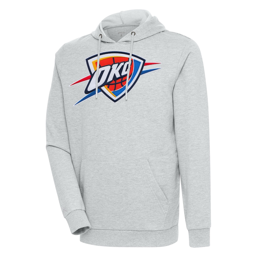 Men's Oklahoma City Thunder Antigua Heather Gray Action Pullover Hoodie