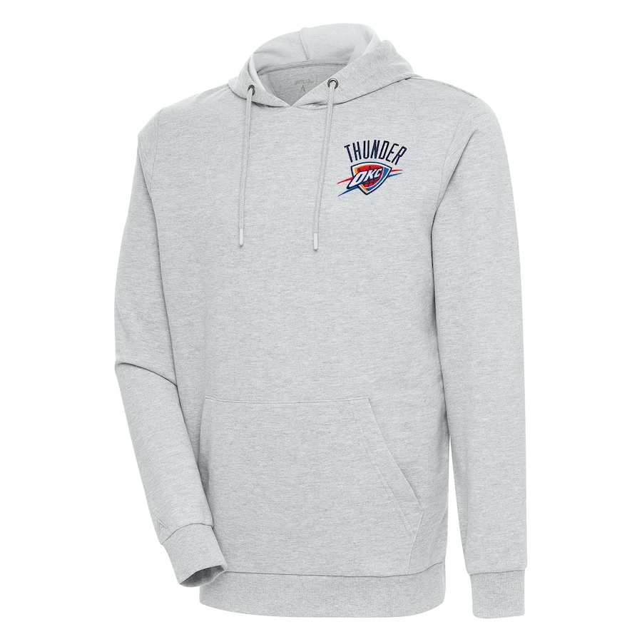 Men's Oklahoma City Thunder Antigua Heather Gray Action Pullover Hoodie Men's Oklahoma City Thunder Antigua Heather Gray Action Pullover Hoodie