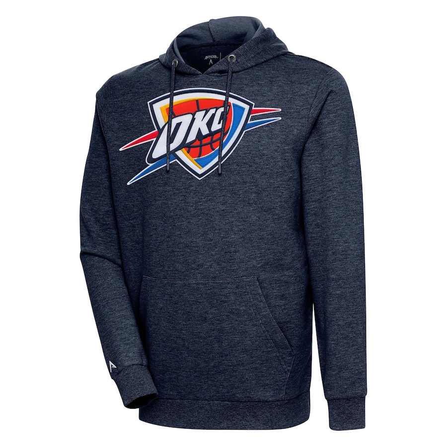 Men's Oklahoma City Thunder Antigua Heather Navy Action Pullover Hoodie Men's Oklahoma City Thunder Antigua Heather Navy Action Pullover Hoodie