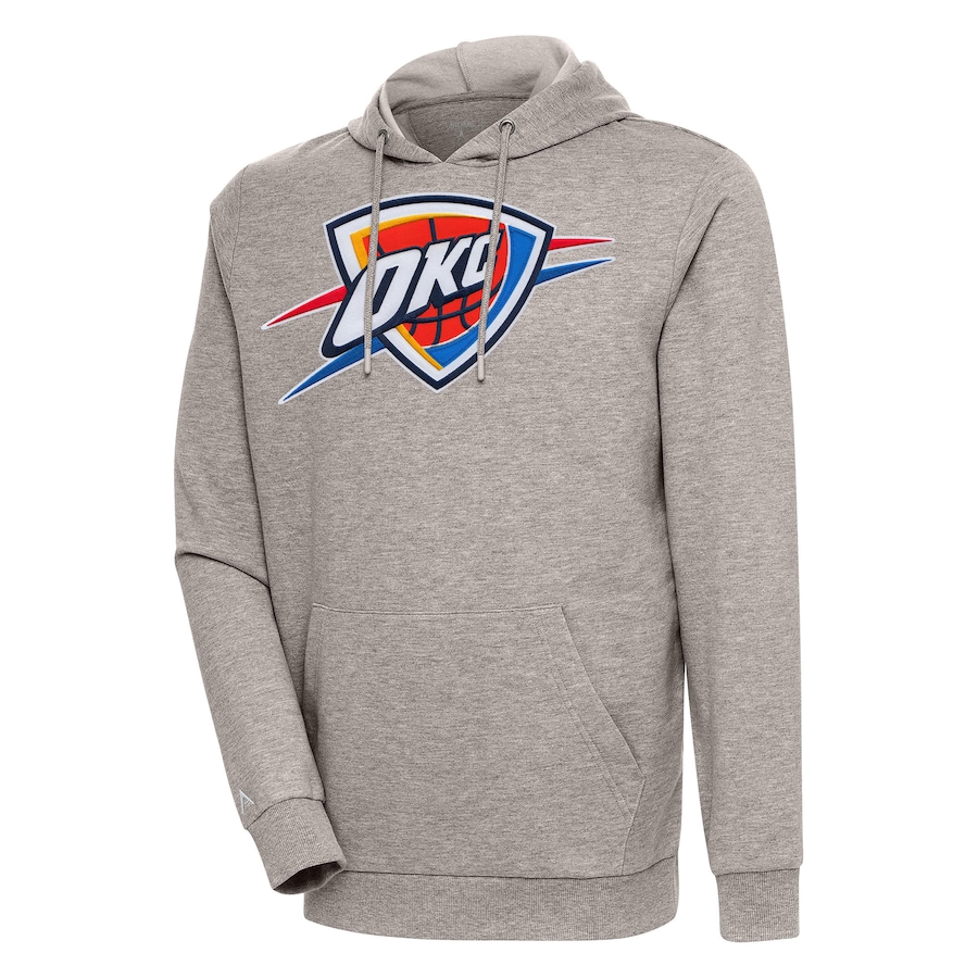 Men's Oklahoma City Thunder Antigua Oatmeal Action Pullover Hoodie Men's Oklahoma City Thunder Antigua Oatmeal Action Pullover Hoodie