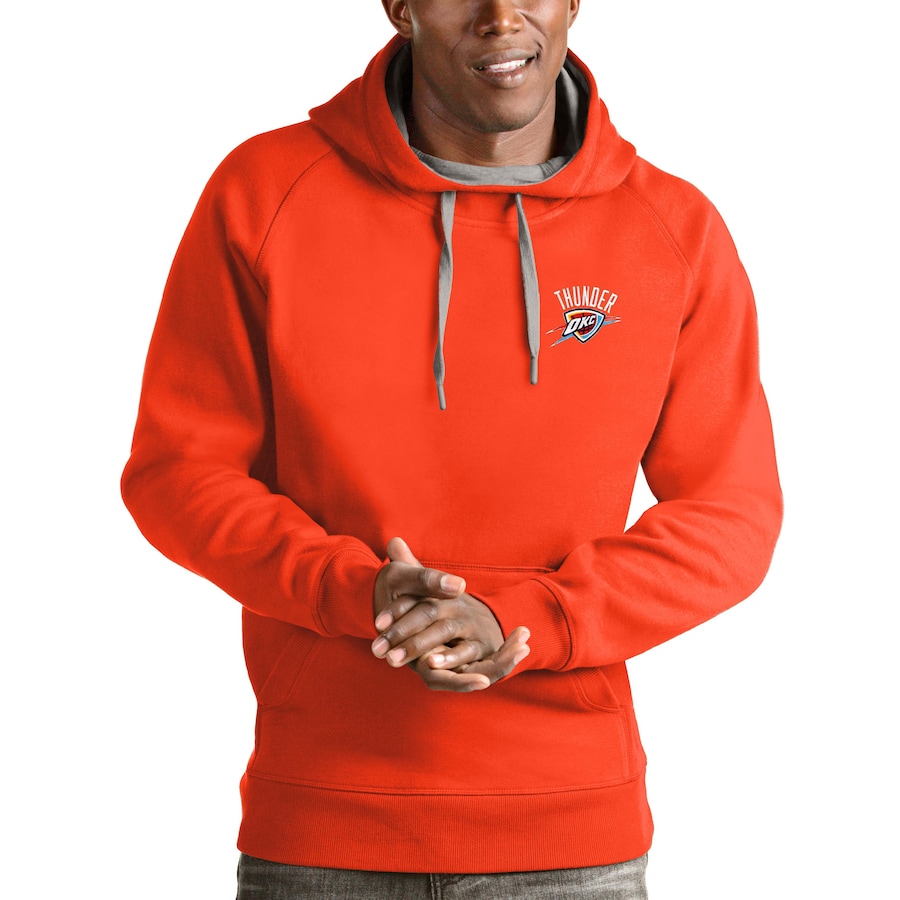 Men's Oklahoma City Thunder Antigua Orange Victory Pullover Hoodie Men's Oklahoma City Thunder Antigua Orange Victory Pullover Hoodie