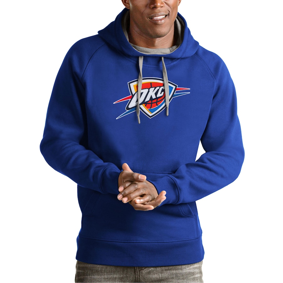 Men's Oklahoma City Thunder Antigua Royal Team Logo Victory Pullover Hoodie