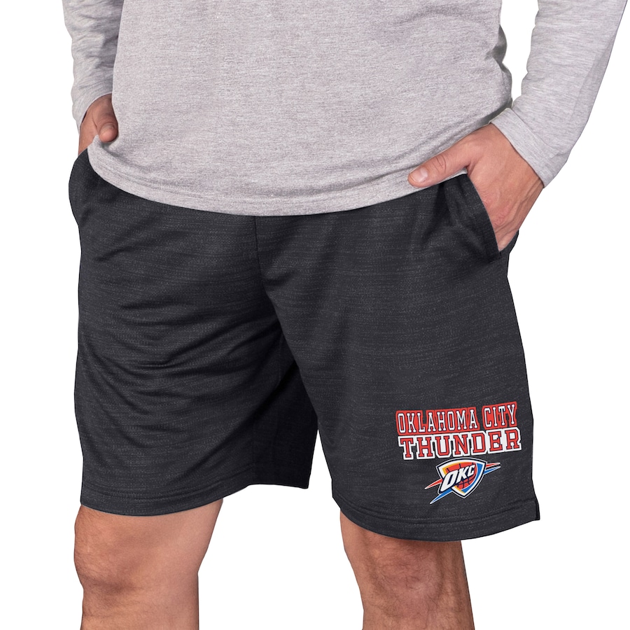 Men's Oklahoma City Thunder Concepts Sport Charcoal Bullseye Knit Jam Shorts Men's Oklahoma City Thunder Concepts Sport Charcoal Bullseye Knit Jam Shorts