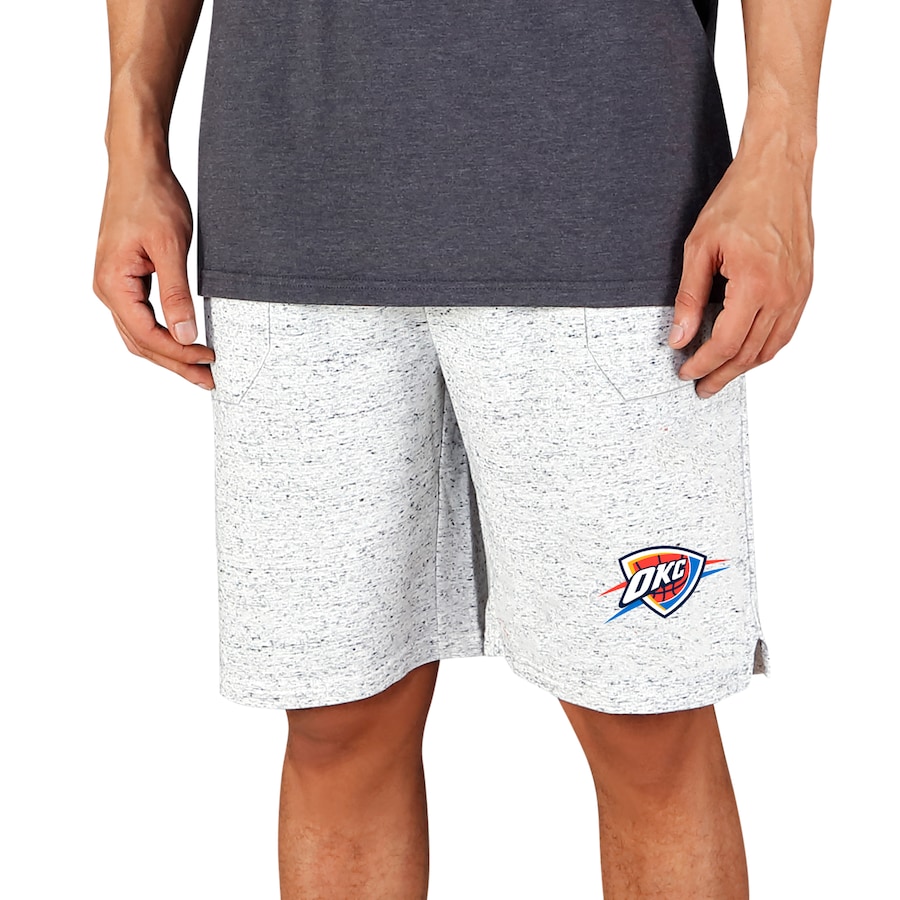 Men's Oklahoma City Thunder Concepts Sport White/Charcoal Throttle Knit Jam Shorts Men's Oklahoma City Thunder Concepts Sport White/Charcoal Throttle Knit Jam Shorts