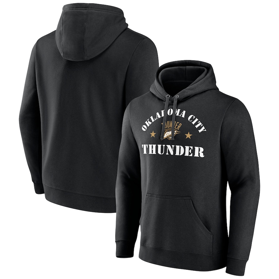 Men's Oklahoma City Thunder Black 2022 Hoops For Troops Training Pullover Hoodie Men's Oklahoma City Thunder Black 2022 Hoops For Troops Training Pullover Hoodie