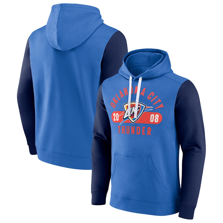 Men's Oklahoma City Thunder Blue/Navy Attack Colorblock Pullover Hoodie