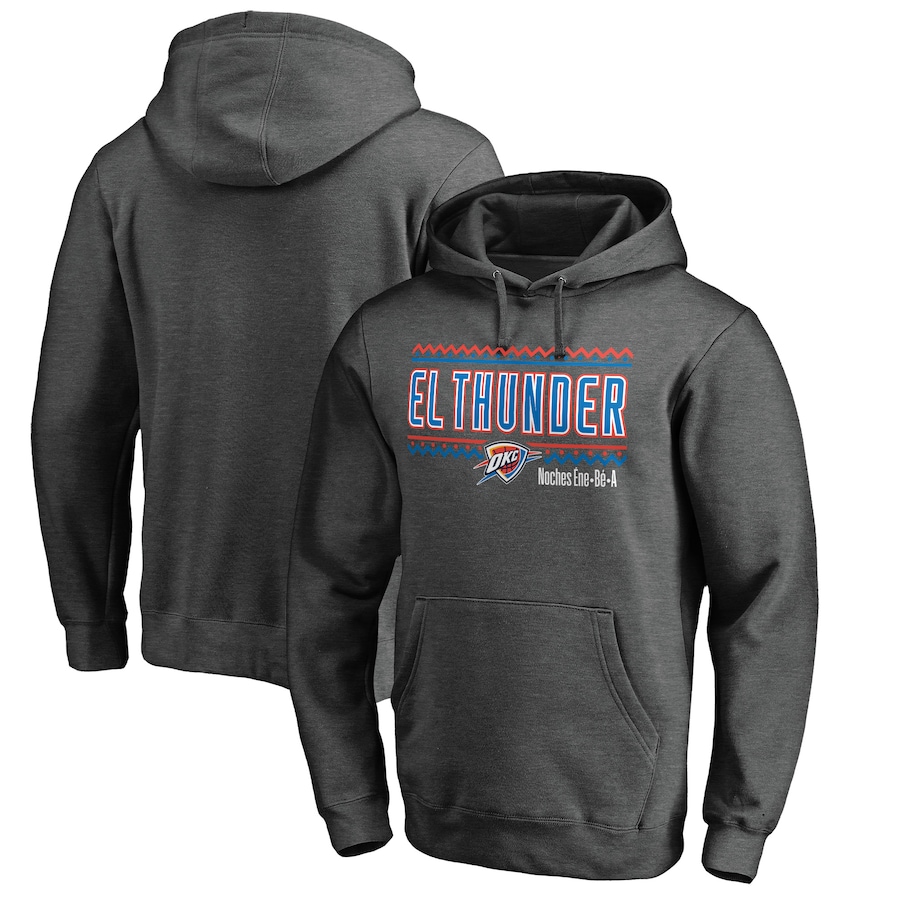 Men's Oklahoma City Thunder Heather Gray Noches Ene-Be-A Pullover Hoodie Men's Oklahoma City Thunder Heather Gray Noches Ene-Be-A Pullover Hoodie
