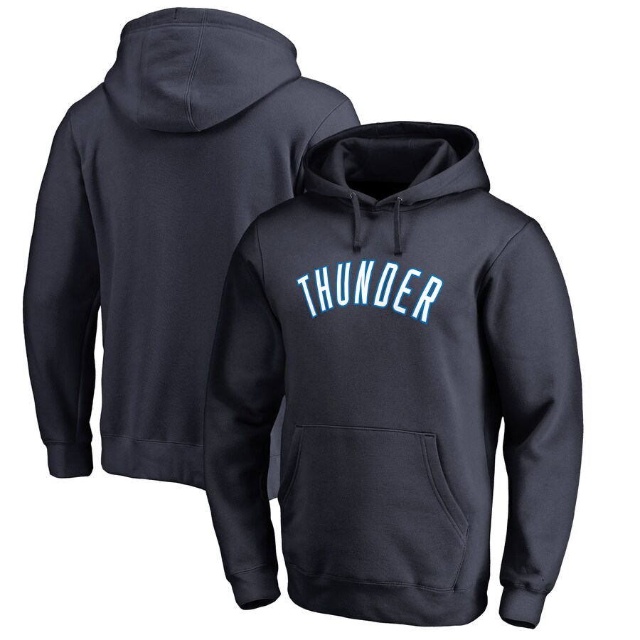 Men's Oklahoma City Thunder Navy Wordmark Pullover Hoodie