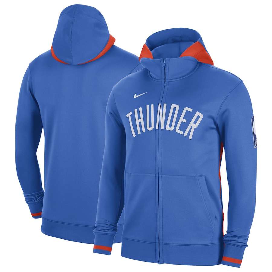 Men's Oklahoma City Thunder NBA Blue Authentic Showtime Performance Full-Zip Hoodie Men's Oklahoma City Thunder NBA Blue Authentic Showtime Performance Full-Zip Hoodie