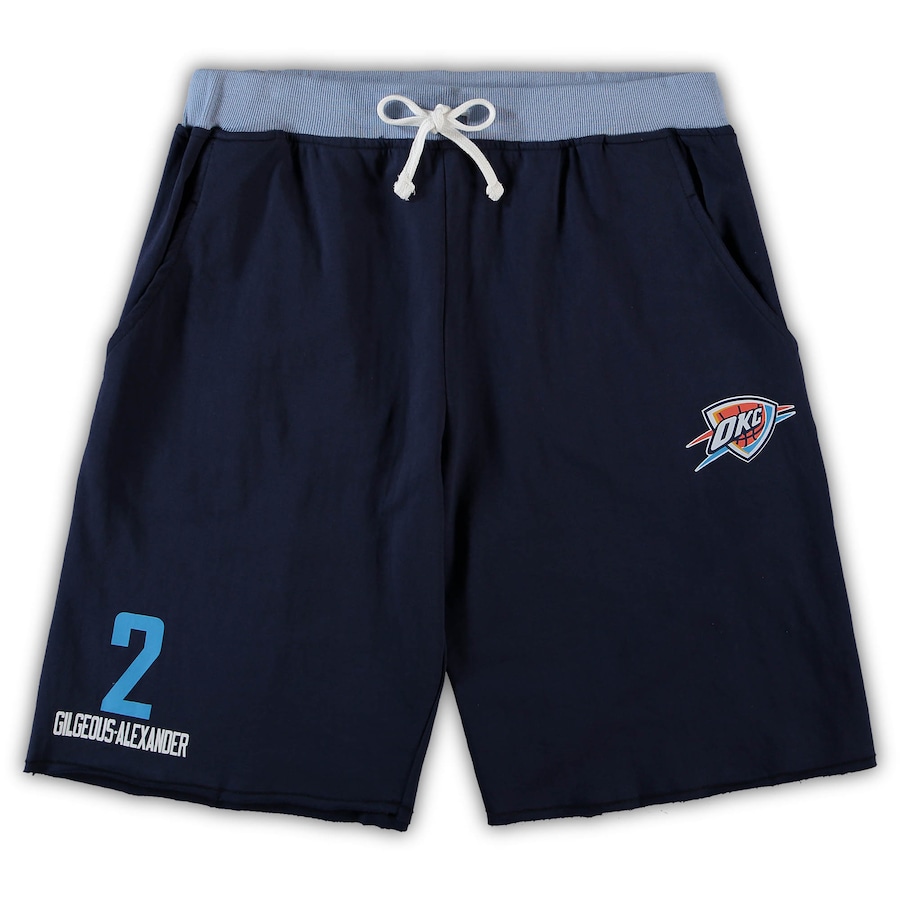 Men's Oklahoma City Thunder Shai Gilgeous-Alexander Navy Big & Tall French Terry Name & Number Shorts Men's Oklahoma City Thunder Shai Gilgeous-Alexander Navy Big & Tall French Terry Name & Number Shorts