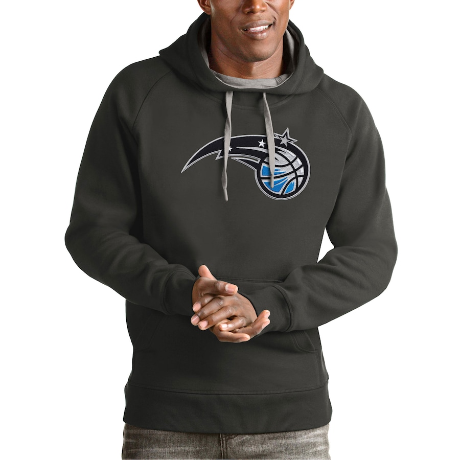 Men's Orlando Magic Antigua Charcoal Team Logo Victory Pullover Hoodie Men's Orlando Magic Antigua Charcoal Team Logo Victory Pullover Hoodie