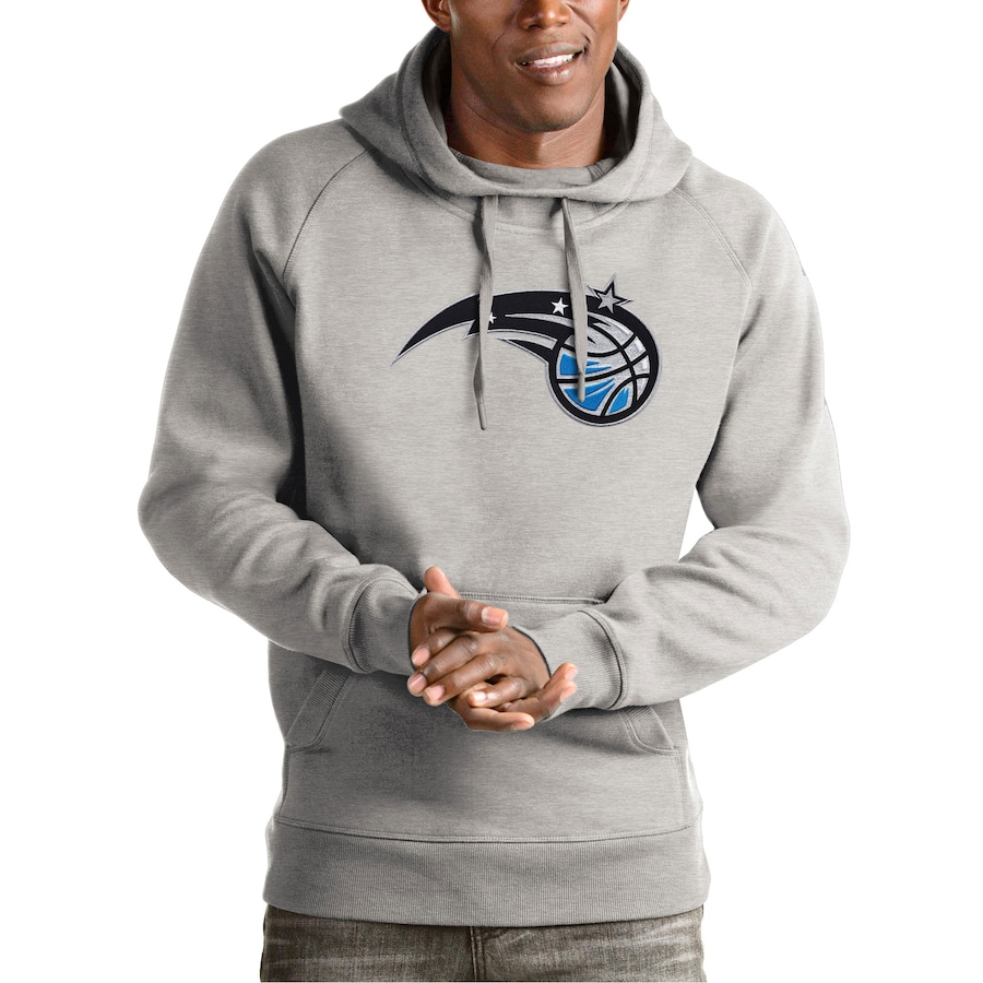 Men's Orlando Magic Antigua Heather Gray Team Logo Victory Pullover Hoodie Men's Orlando Magic Antigua Heather Gray Team Logo Victory Pullover Hoodie