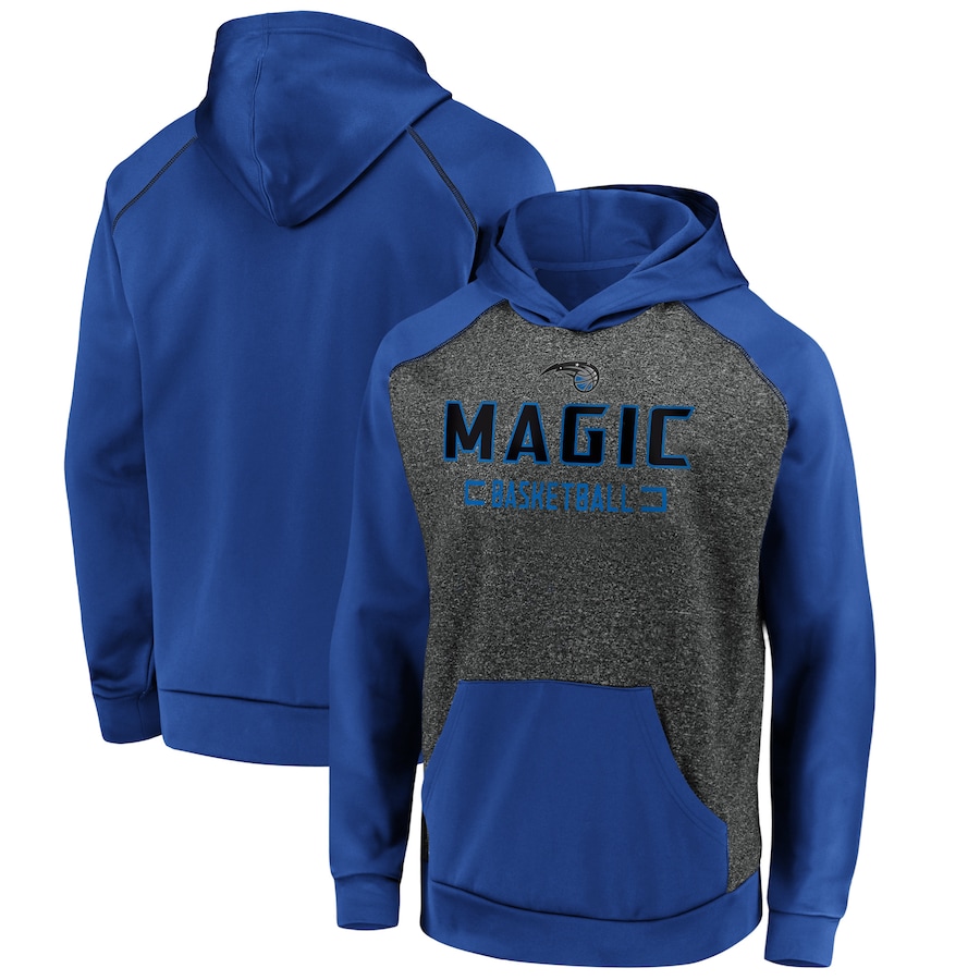 Men's Orlando Magic Heathered Charcoal/Blue Game Day Ready Raglan Pullover Hoodie Men's Orlando Magic Heathered Charcoal/Blue Game Day Ready Raglan Pullover Hoodie