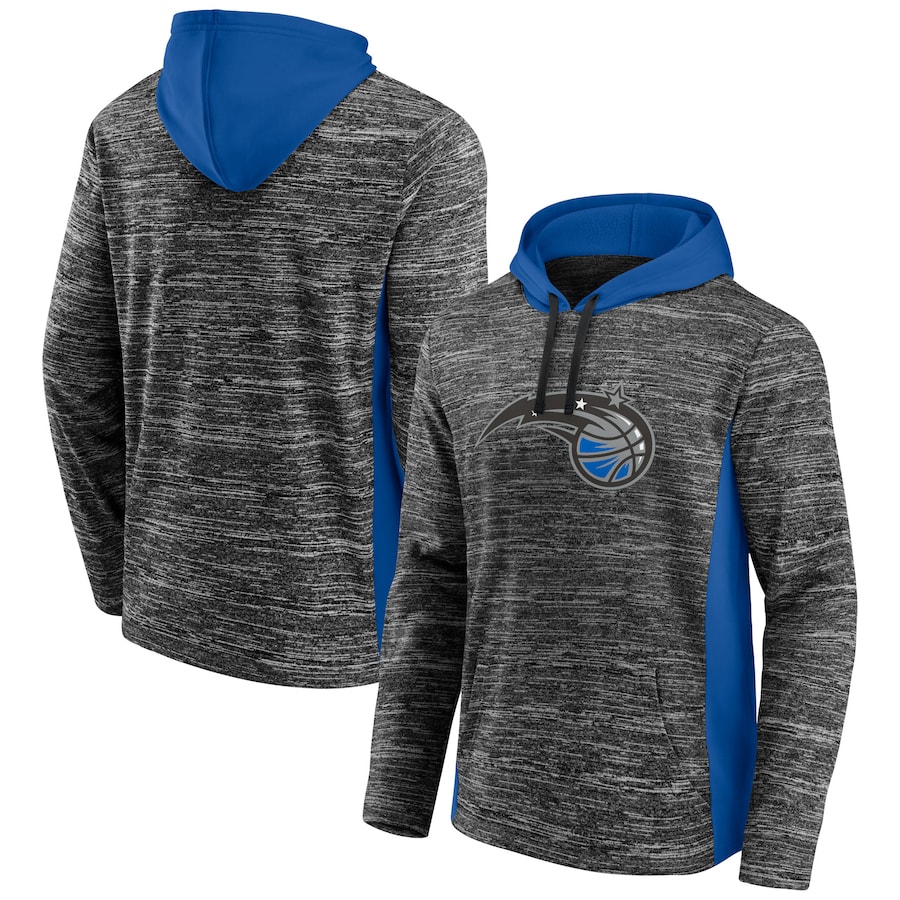 Men's Orlando Magic Heathered Charcoal/Blue Instant Replay Colorblocked Pullover Hoodie
