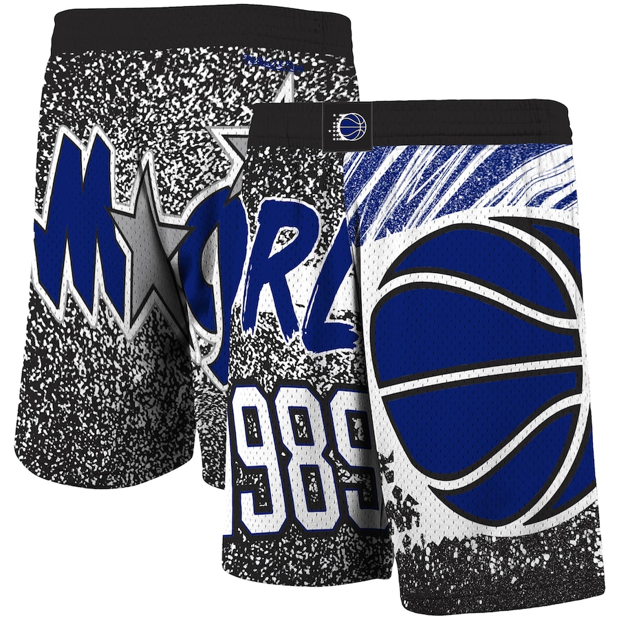 Men's Orlando Magic Mitchell & Ness Black Hardwood Classics Jumbotron Sublimated Shorts
