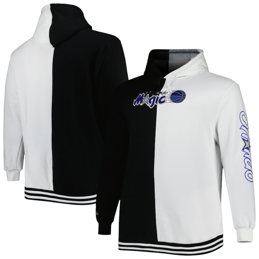 Men's Orlando Magic Mitchell & Ness Black/White Big & Tall Hardwood Classics Split Pullover Hoodie Men's Orlando Magic Mitchell & Ness Black/White Big & Tall Hardwood Classics Split Pullover Hoodie