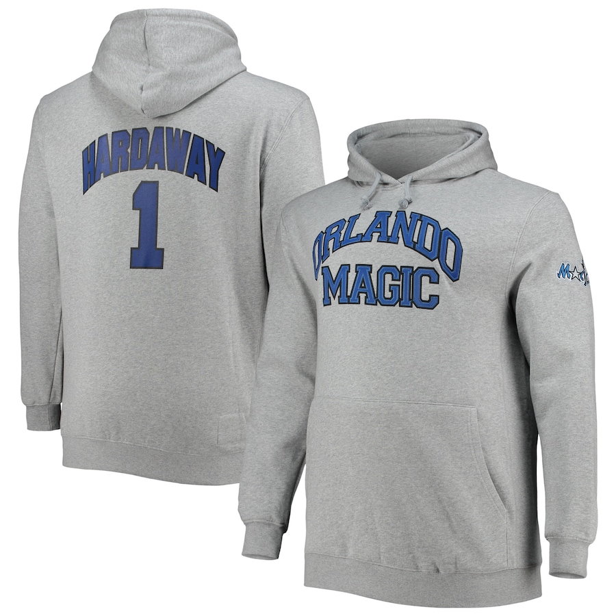 Men's Orlando Magic Penny Hardaway Mitchell & Ness Heathered Gray Big & Tall Name & Number Pullover Hoodie