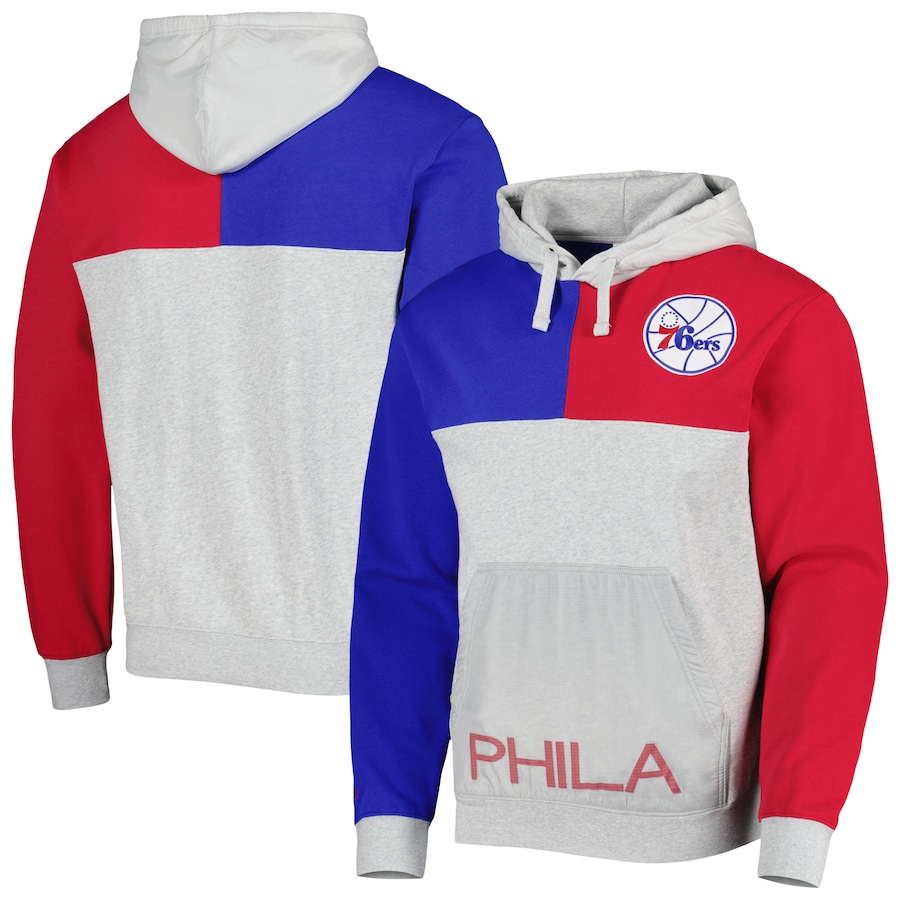 Men's Philadelphia 76ers Mitchell & Ness Heather Gray Tie-Breaker Pullover Hoodie