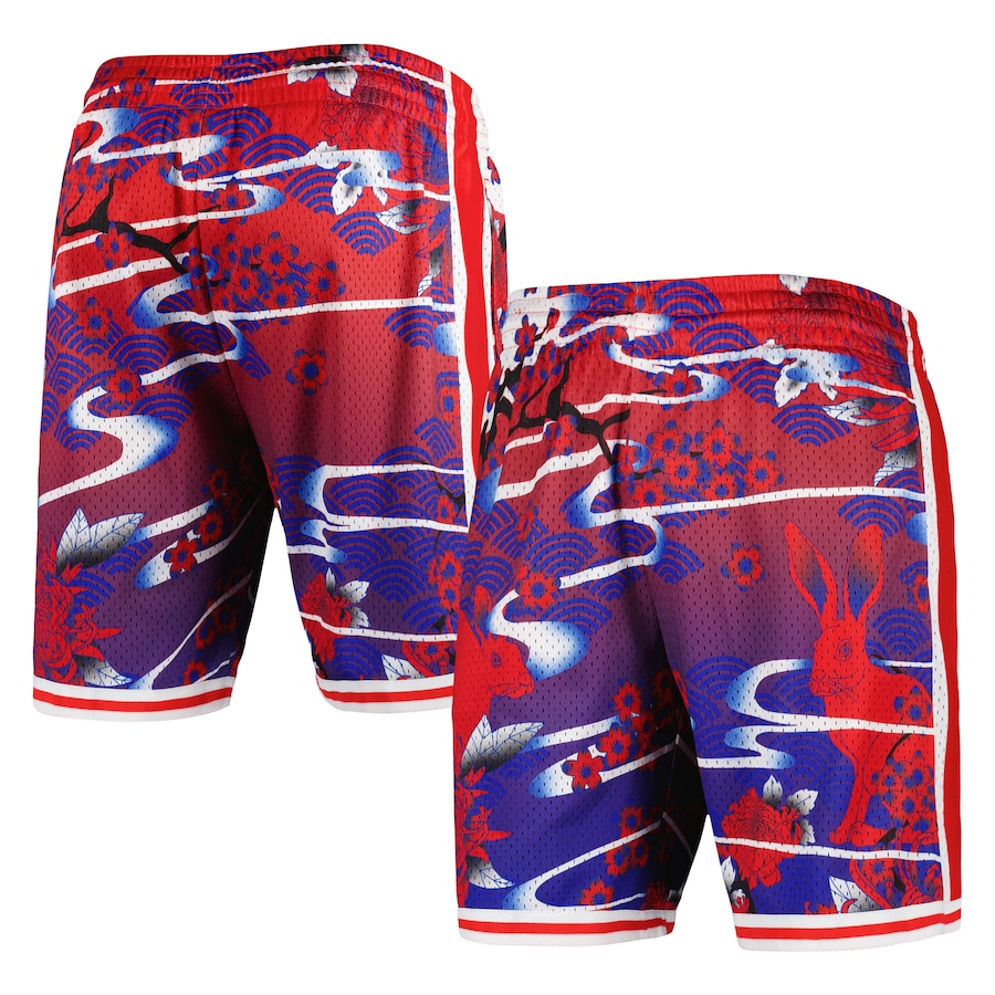 Men's Philadelphia 76ers Mitchell & Ness Red Lunar New Year Swingman Shorts Men's Philadelphia 76ers Mitchell & Ness Red Lunar New Year Swingman Shorts