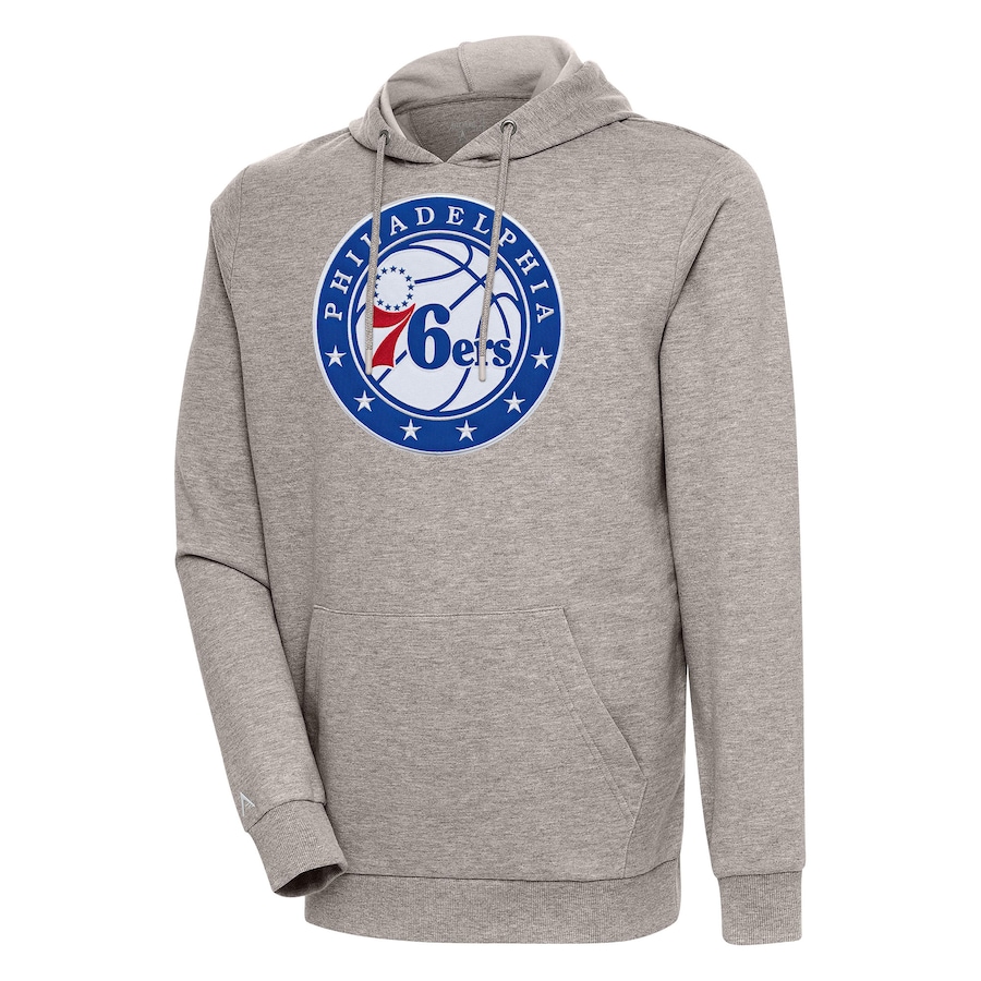 Men's Philadelphia 76ers Antigua Oatmeal Action Pullover Hoodie Men's Philadelphia 76ers Antigua Oatmeal Action Pullover Hoodie