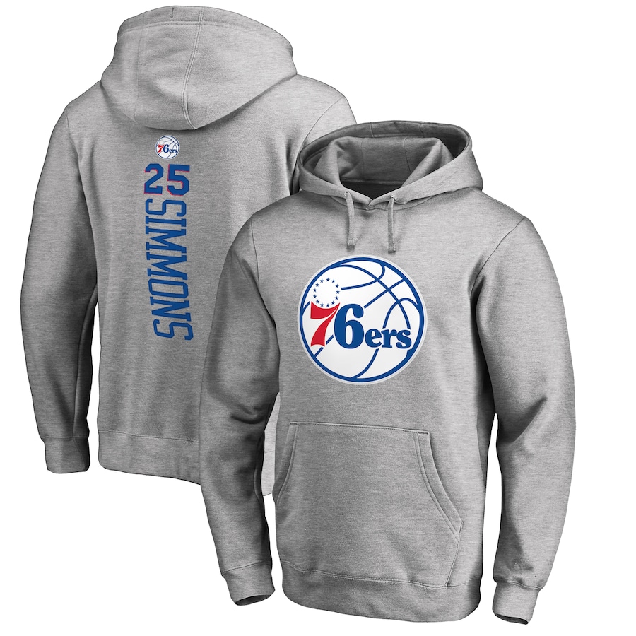 Men's Philadelphia 76ers Ben Simmons Ash Backer Pullover Hoodie