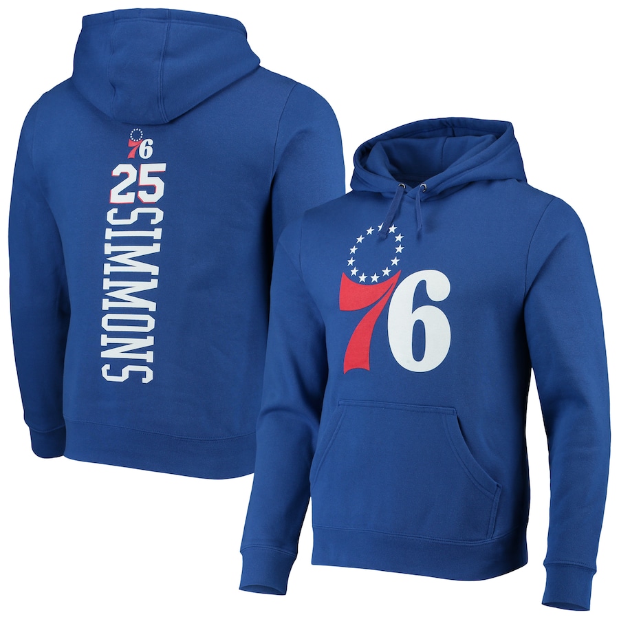Men's Philadelphia 76ers Ben Simmons Royal Playmaker Name & Number Fitted Pullover Hoodie