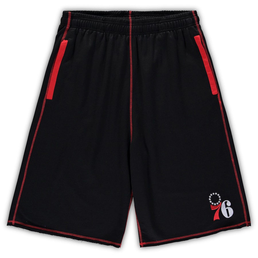 Men's Philadelphia 76ers Black/Red Big & Tall Contrast Stitch Knit Shorts Men's Philadelphia 76ers Black/Red Big & Tall Contrast Stitch Knit Shorts