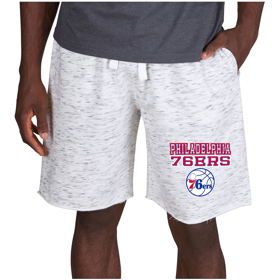 Men's Philadelphia 76ers Concepts Sport White/Charcoal Alley Fleece Shorts Men's Philadelphia 76ers Concepts Sport White/Charcoal Alley Fleece Shorts