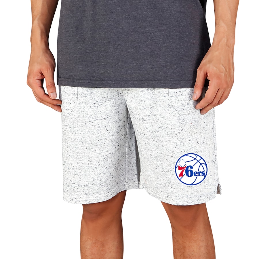 Men's Philadelphia 76ers Concepts Sport White/Charcoal Throttle Knit Jam Shorts Men's Philadelphia 76ers Concepts Sport White/Charcoal Throttle Knit Jam Shorts