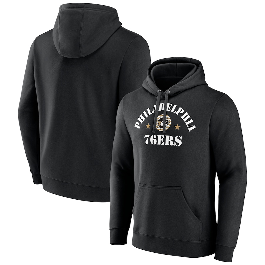 Men's Philadelphia 76ers Black 2022 Hoops For Troops Training Pullover Hoodie Men's Philadelphia 76ers Black 2022 Hoops For Troops Training Pullover Hoodie