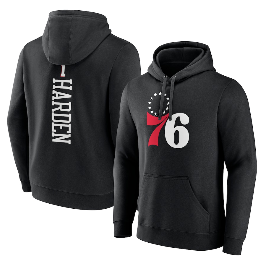 Men's Philadelphia 76ers Black Playmaker Name & Number Pullover Hoodie