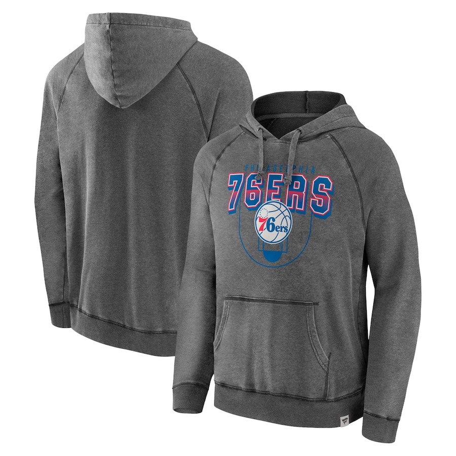 Men's Philadelphia 76ers Gray Acquisition True Classics Vintage Snow Wash Pullover Hoodie