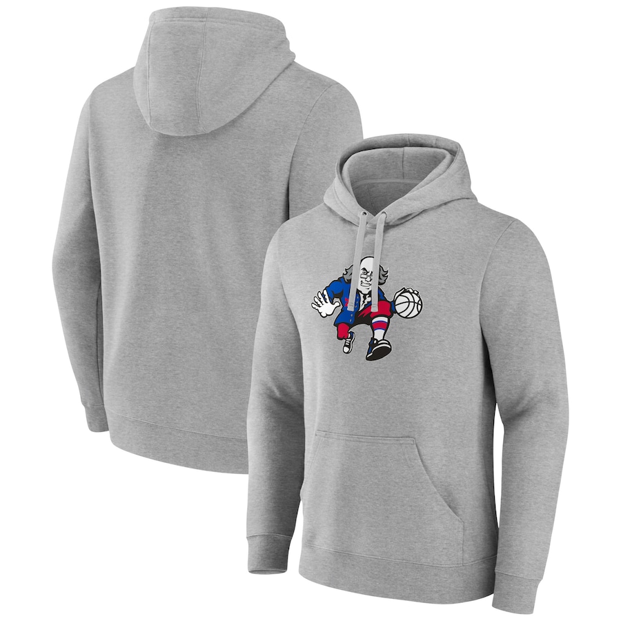 Men's Philadelphia 76ers Gray Ben Franklin Logo Pullover Hoodie