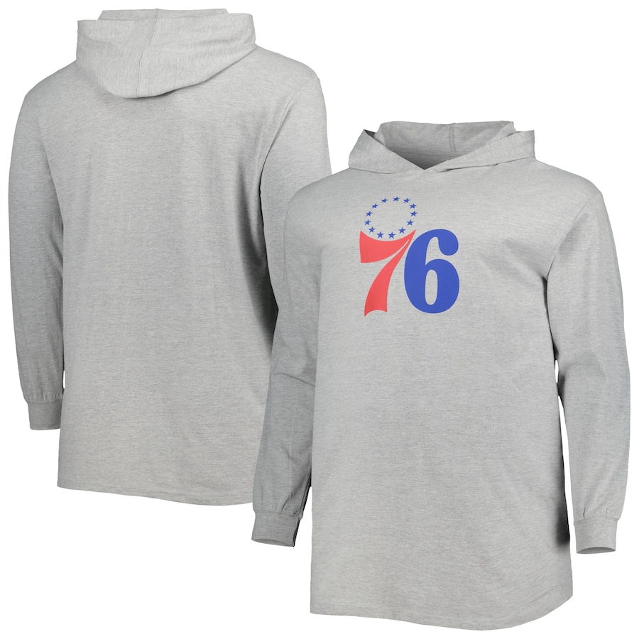 Men's Philadelphia 76ers Heather Gray Big & Tall Pullover Hoodie Men's Philadelphia 76ers Heather Gray Big & Tall Pullover Hoodie