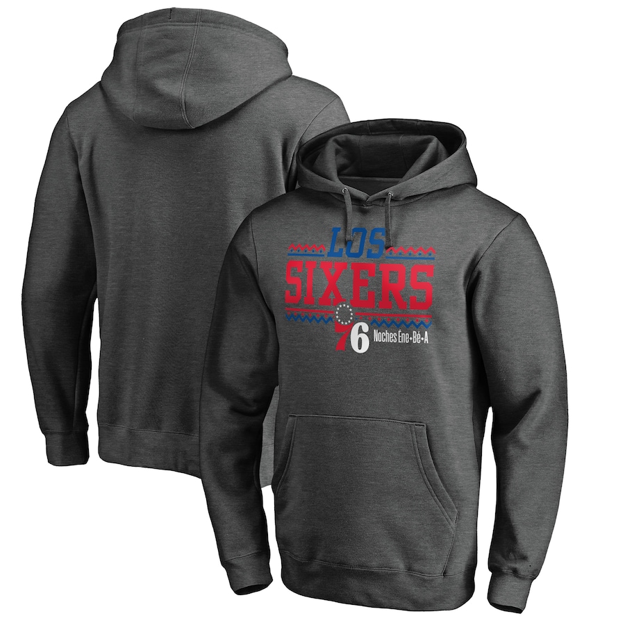 Men's Philadelphia 76ers Heather Gray Noches Ene-Be-A Pullover Hoodie Men's Philadelphia 76ers Heather Gray Noches Ene-Be-A Pullover Hoodie