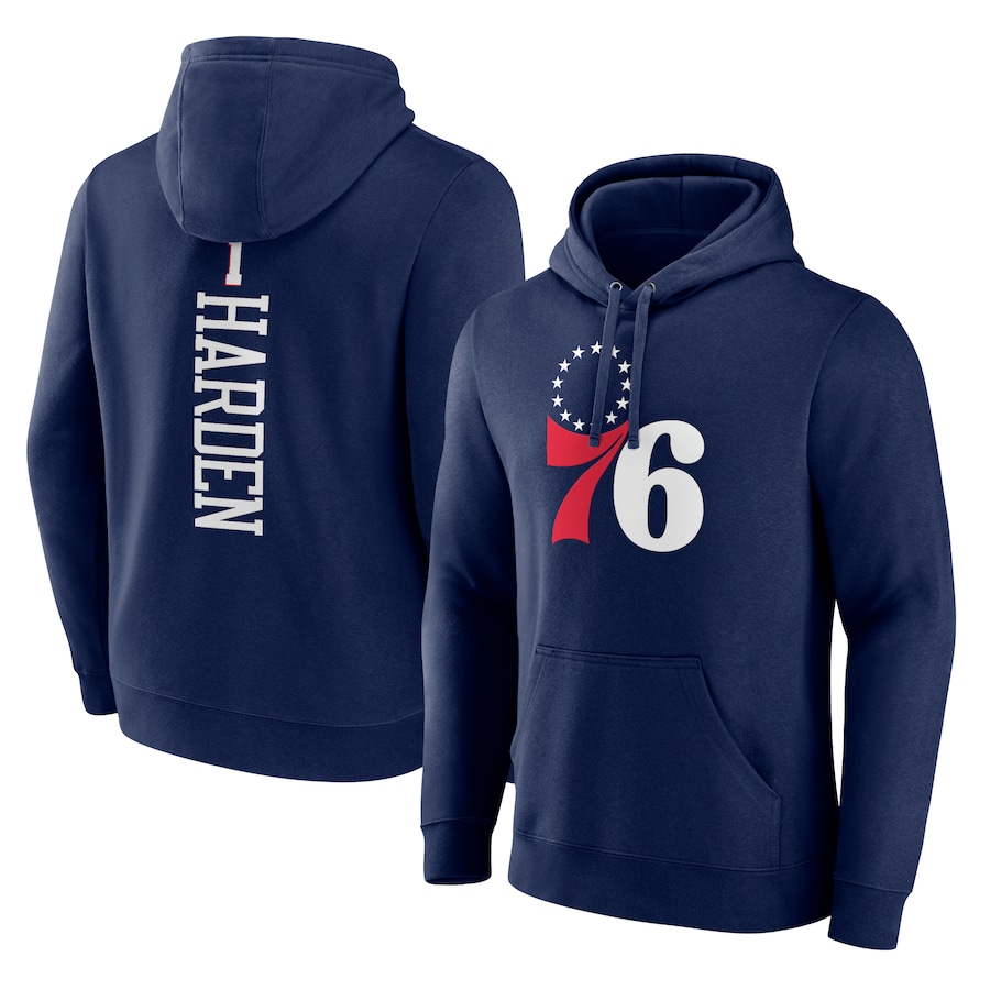 Men's Philadelphia 76ers Navy Playmaker Name & Number Pullover Hoodie