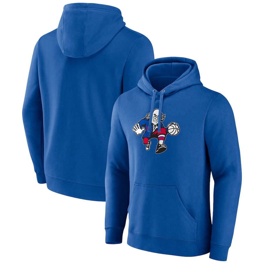 Men's Philadelphia 76ers Royal Ben Franklin Logo Pullover Hoodie Men's Philadelphia 76ers Royal Ben Franklin Logo Pullover Hoodie