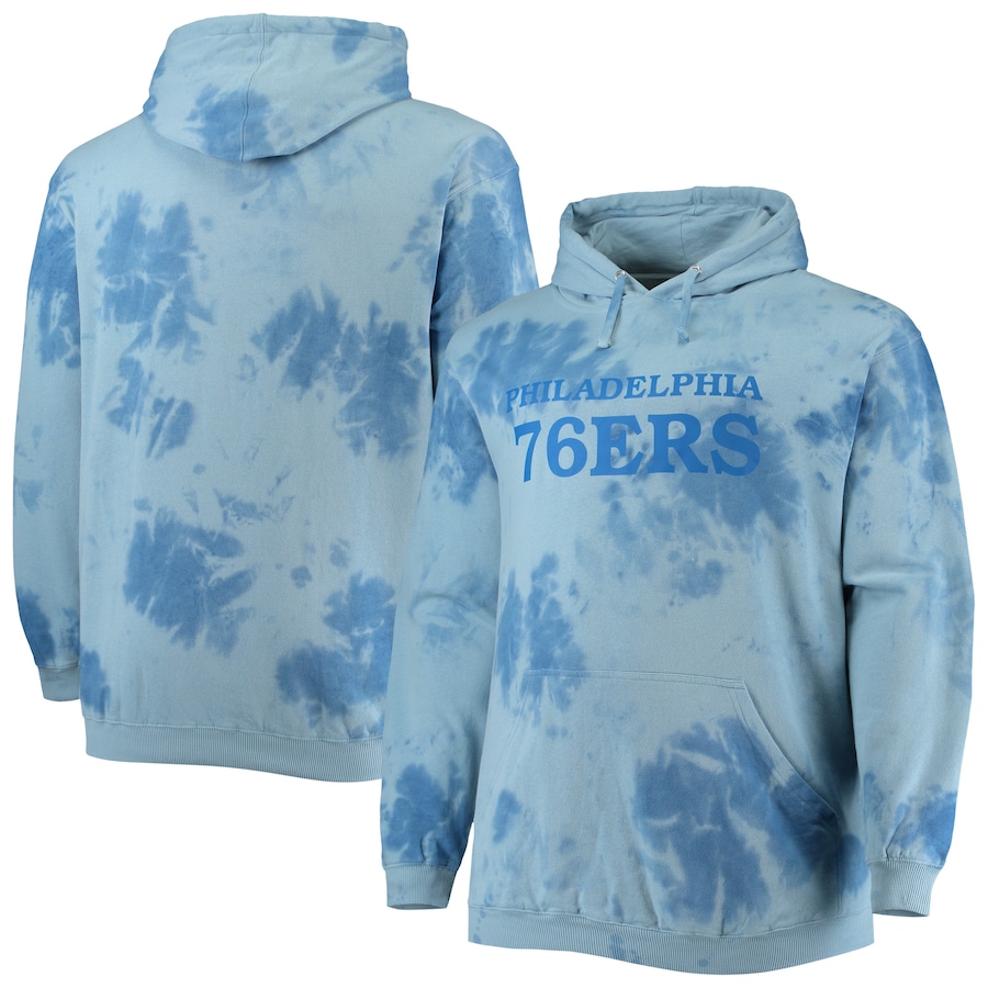 Men's Philadelphia 76ers Royal Big & Tall Wordmark Cloud Dye Pullover Hoodie Men's Philadelphia 76ers Royal Big & Tall Wordmark Cloud Dye Pullover Hoodie