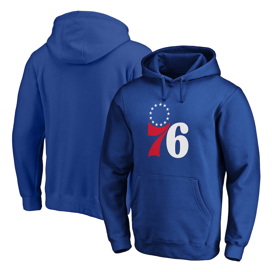 Men's Philadelphia 76ers Royal Icon Primary Logo Fitted Pullover Hoodie