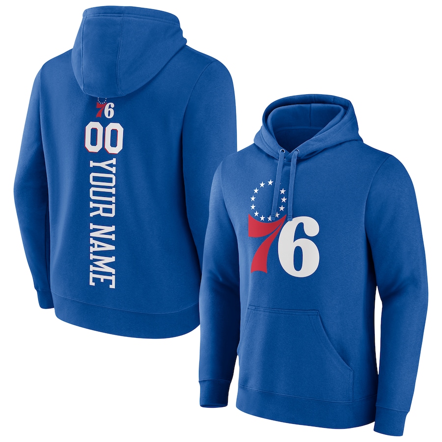 Men's Customize Philadelphia 76ers Royal Playmaker Personalized Name & Number Pullover Hoodie Men's Customize Philadelphia 76ers Royal Playmaker Personalized Name & Number Pullover Hoodie