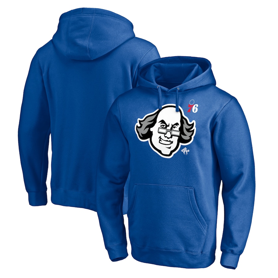 Men's Philadelphia 76ers Royal Post Up Hometown Collection Fitted Pullover Hoodie Men's Philadelphia 76ers Royal Post Up Hometown Collection Fitted Pullover Hoodie