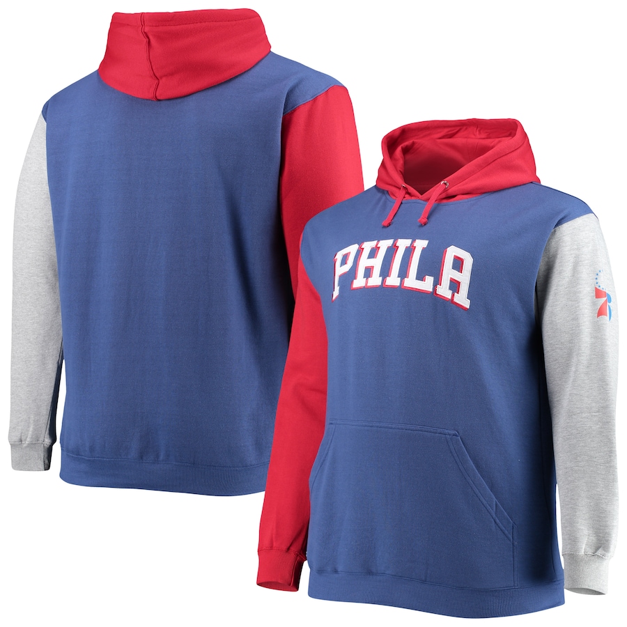 Men's Philadelphia 76ers Royal/Red Big & Tall Double Contrast Pullover Hoodie Men's Philadelphia 76ers Royal/Red Big & Tall Double Contrast Pullover Hoodie