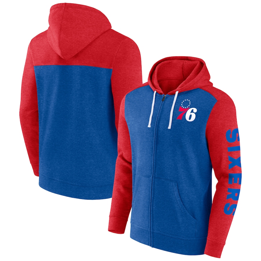 Men's Philadelphia 76ers Royal/Red Big & Tall Down and Distance Full-Zip Hoodie Men's Philadelphia 76ers Royal/Red Big & Tall Down and Distance Full-Zip Hoodie