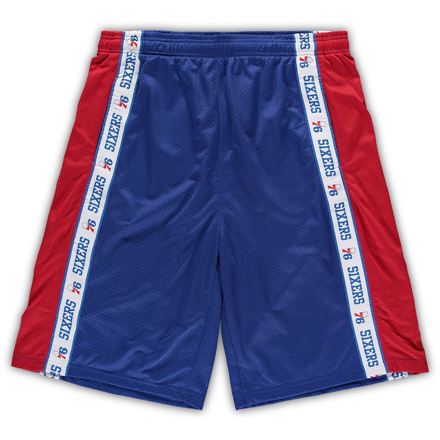 Men's Philadelphia 76ers Royal/Red Big & Tall Tape Mesh Shorts Men's Philadelphia 76ers Royal/Red Big & Tall Tape Mesh Shorts
