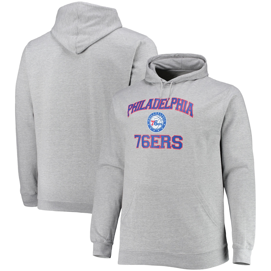 Men's Philadelphia 76ers Heathered Gray Big & Tall Heart & Soul Pullover Hoodie Men's Philadelphia 76ers Heathered Gray Big & Tall Heart & Soul Pullover Hoodie